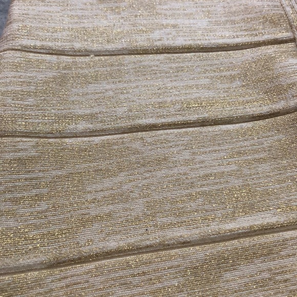 Gold/Cream Tight Cocktail Dress - Picture 7 of 7